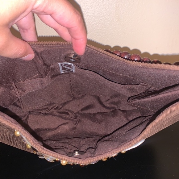 STACEY Designs Brown Corduroy Beaded Shell Bag - Picture 8 of 11